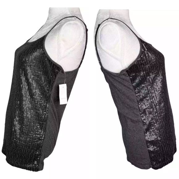 Ann Taylor LOFT Tank Camisole Gray Sequin Medium Adjustable New - Picture 6 of 12